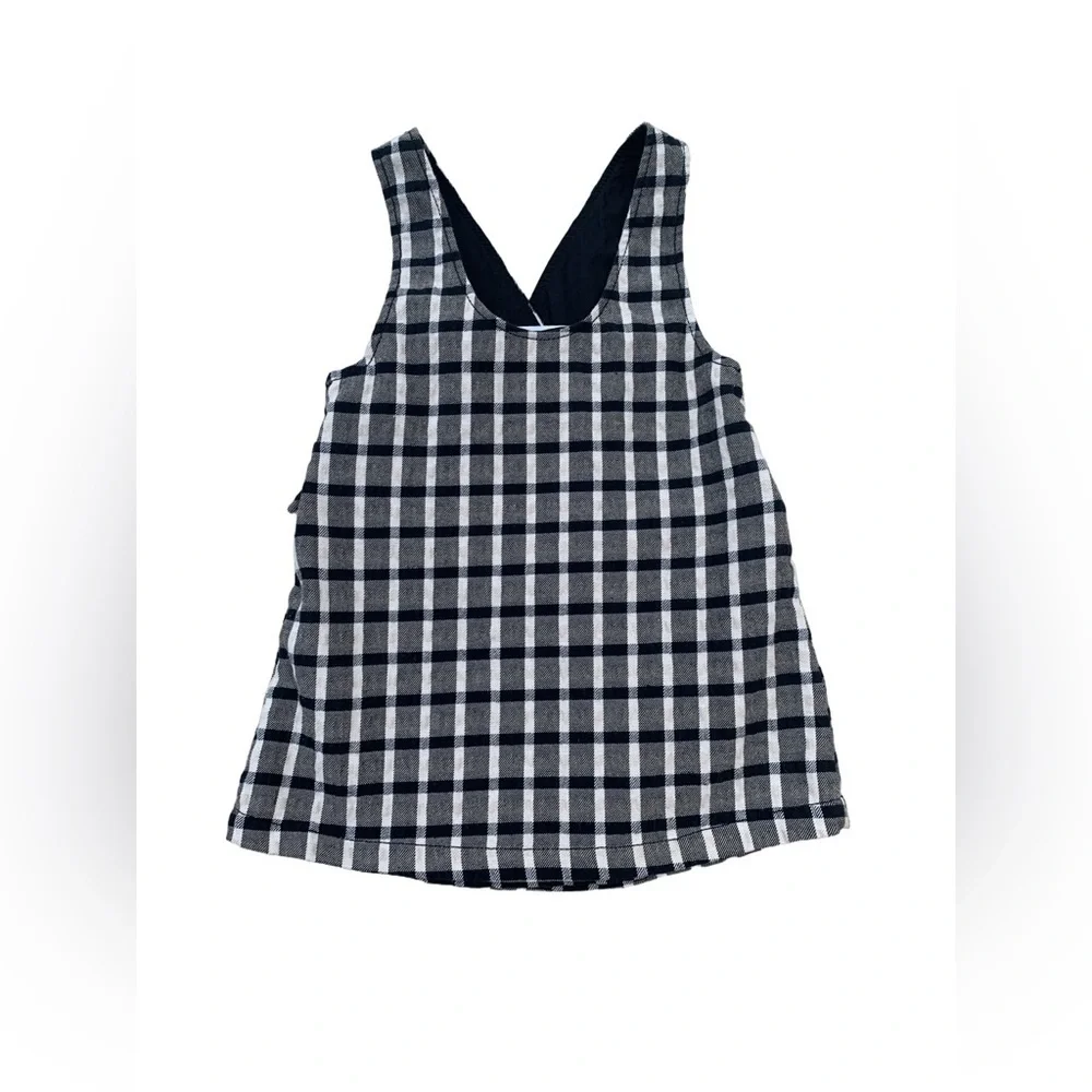 Zara Size 3-4 Years Black and White Checkered Plaid Pinafore Jumper Dress